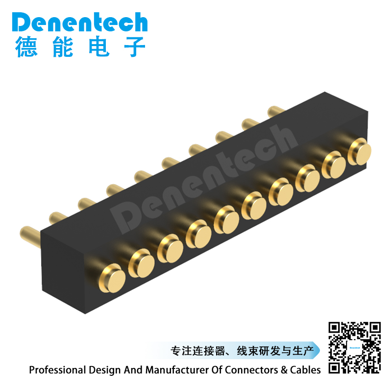 Denentech 高品质 1.27MM弹簧针H2.0单排公座180度SMT公母座贴片针电池连接器